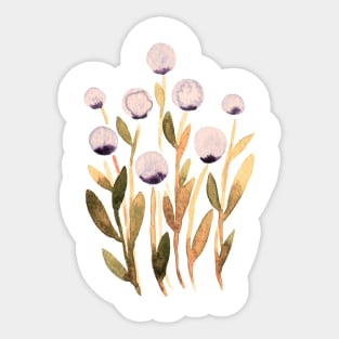 Simple watercolor flowers - purple and olive Sticker